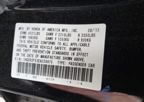 2014 Honda Accord Sport из США, поврежденный, VIN 1HGCR2F53EA038875